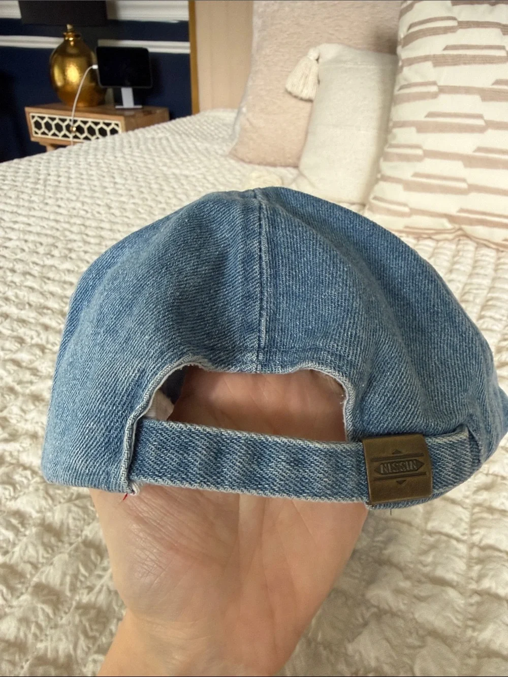 Light Blue Denim Baseball Cap with Embroidered Accent